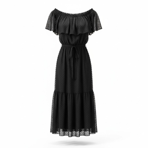 Caroline Couture Dresses & Skirts - Black Summer Off-Shoulder Maxi Dress  Sheer